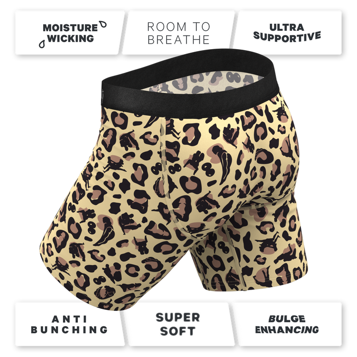 The Primal Passion | Naughty Cheetah Print Long Leg Ball Hammock® Pouch Underwear With Fly