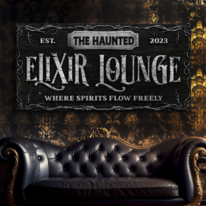 The Haunted Elixir Lounge Halloween Sign