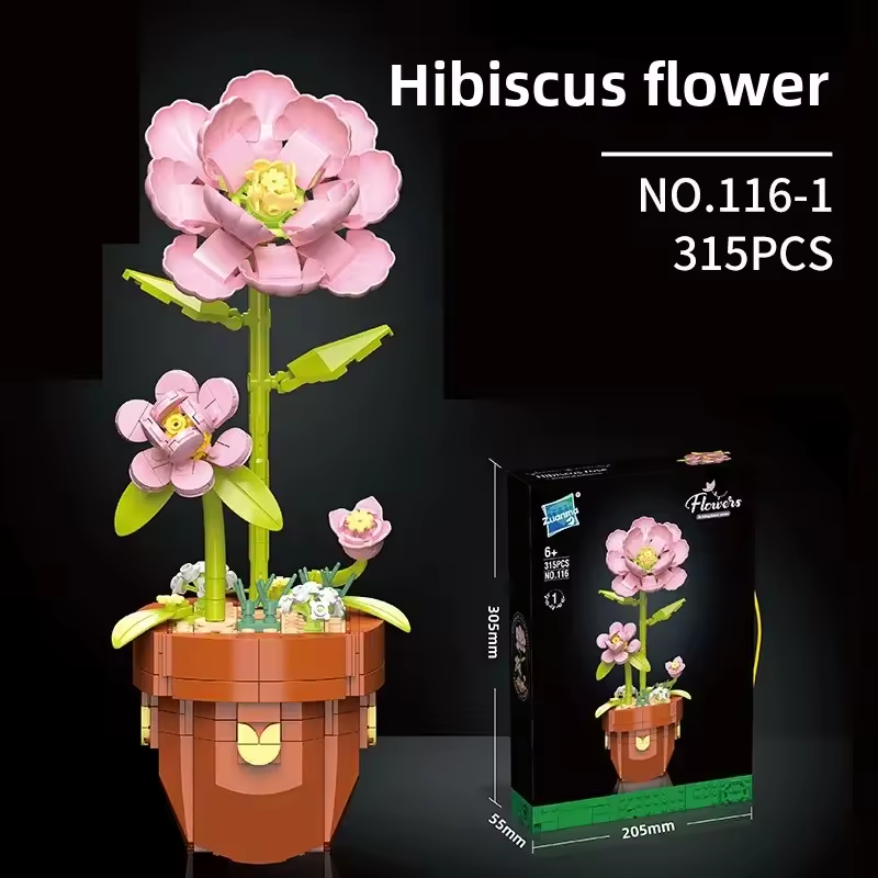 Plant Building Brick Kit - Hibiscus Flower by Wizardi F07N11-17-1(116)
