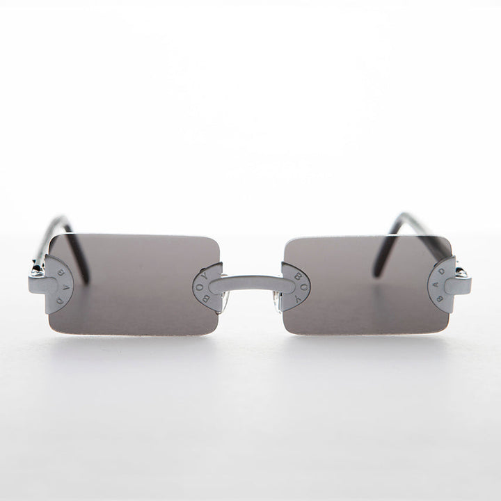 90s Vintage Rectangle Rimless Punk Goth Sunglass - Rebel 1