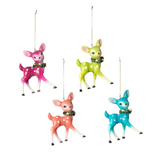 RETRO REINDEER FAWN ORNAMENTS RAINBOW