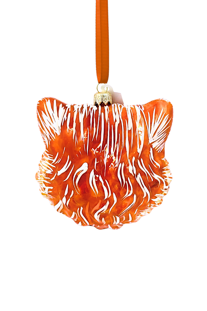 Rodney Ginger Cat Face Glass Ornament