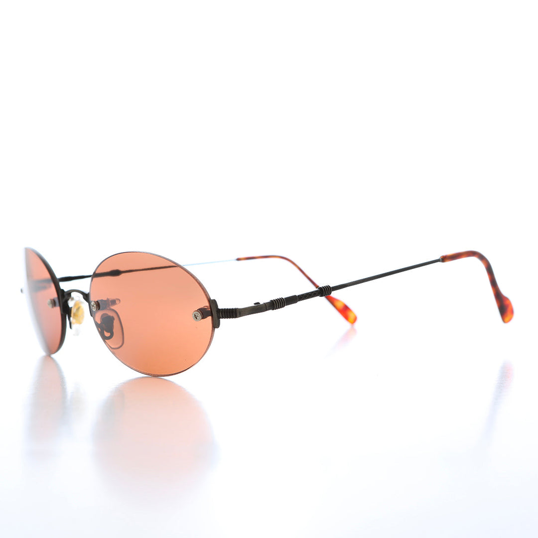 90s Rimless Oval Copper Lens Sunglass - Romaine