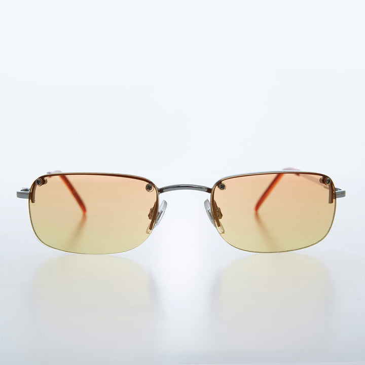 Rimless 90s Rectangle Sunglass with Two Color Lens - Rumi