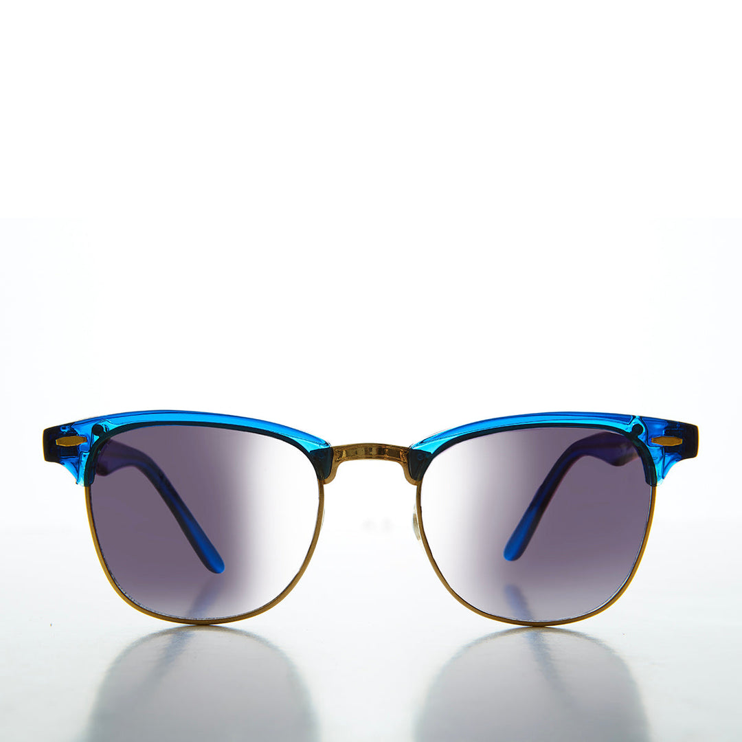 Half Rim Sunglasses with Flash Mirror Lens - Russo