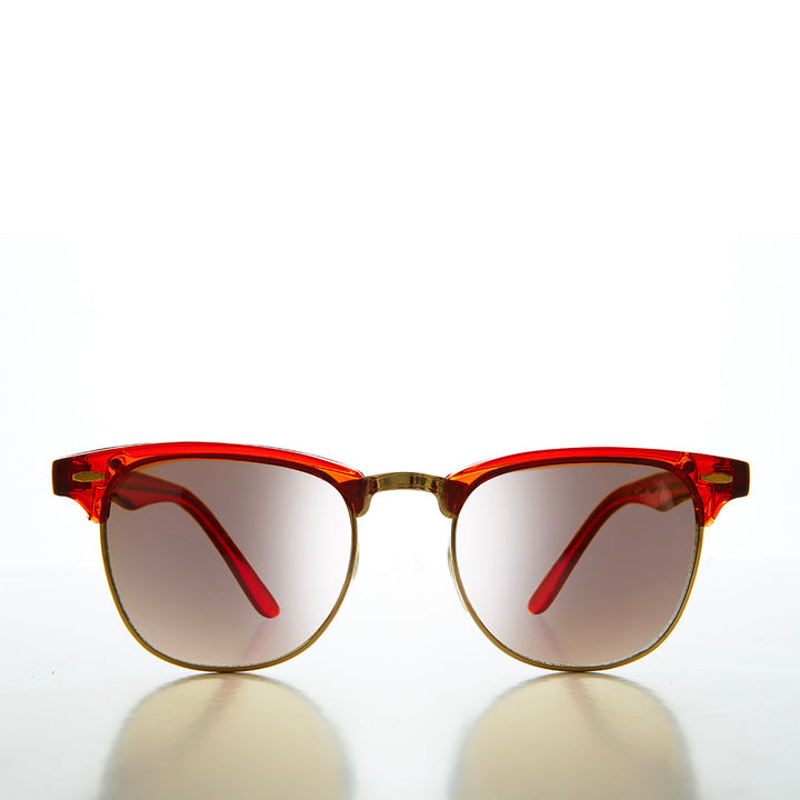 Half Rim Sunglasses with Flash Mirror Lens - Russo