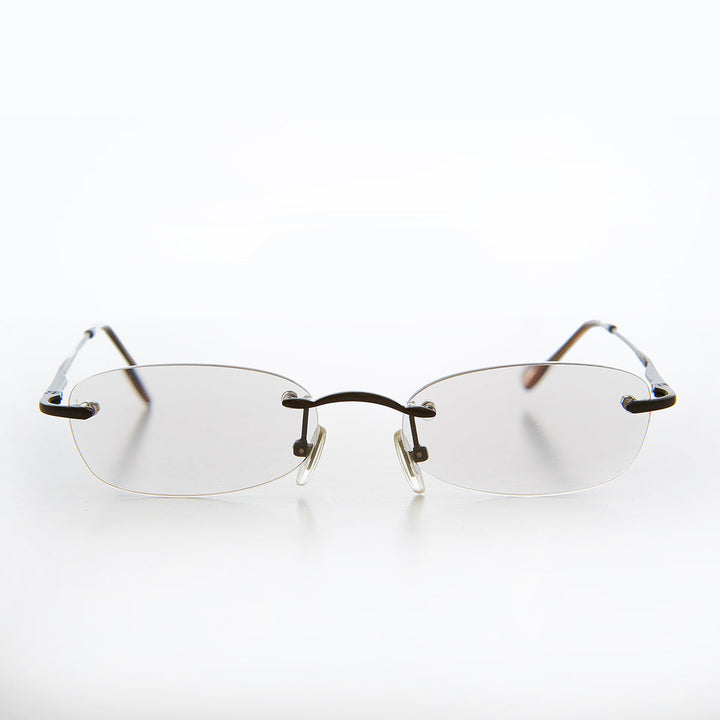 Rimless Tinted Rectangular Lens Reading Glasses - Ryn