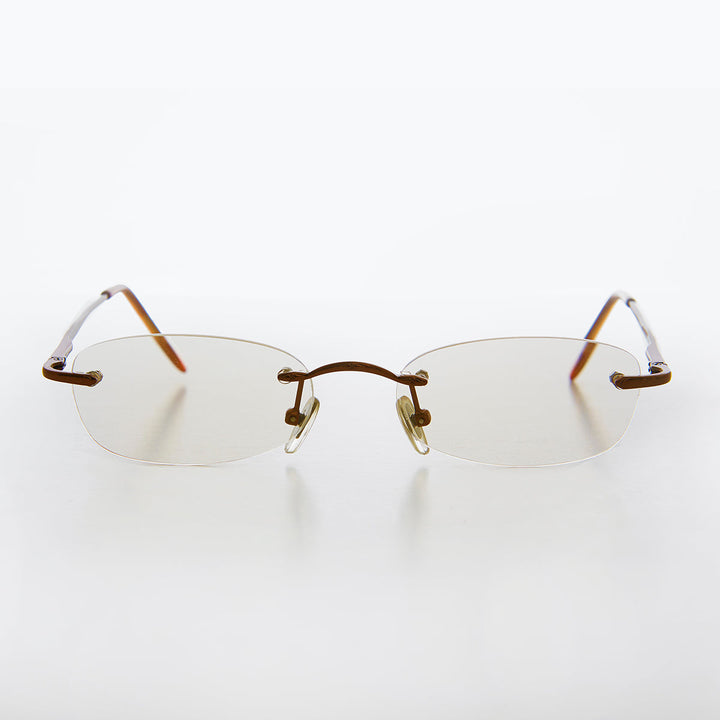 Rimless Tinted Rectangular Lens Reading Glasses - Ryn