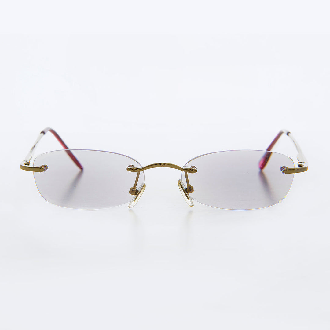 Rimless Tinted Rectangular Lens Reading Glasses - Ryn