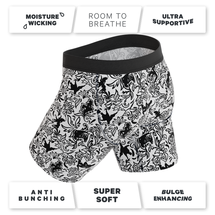 The Racy & Lacy | Provocative Lace Print Long Leg Ball Hammock® Pouch Underwear With Fly