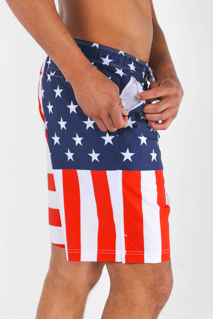 The Reagans | American Flag Patch Ball Hammock® Pouch 8" Swim Trunks