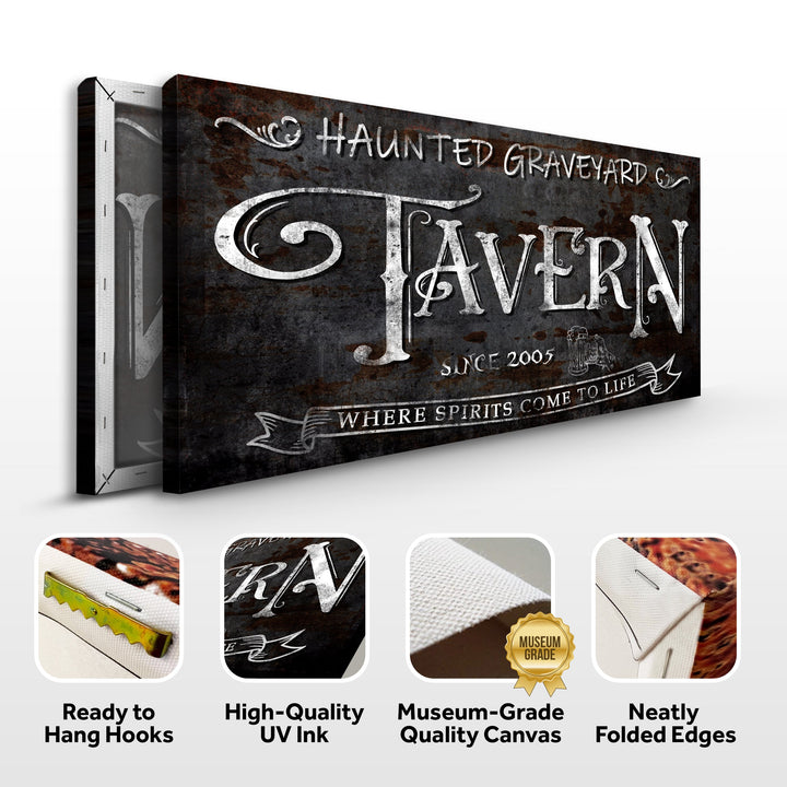 Haunted Graveyard Tavern Halloween Sign III