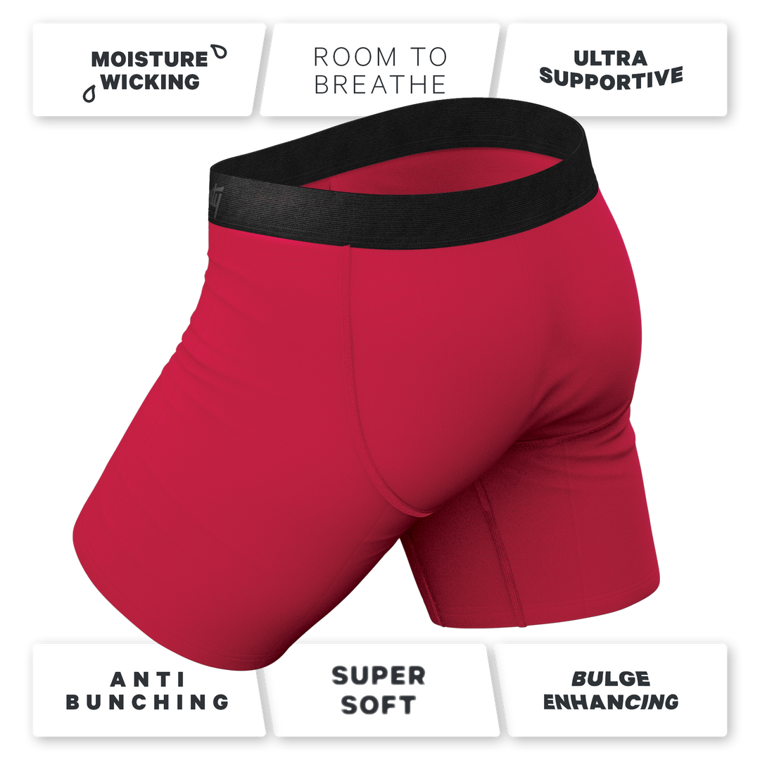 The Red Velvet | Dark Red Long Leg Ball Hammock® Pouch Underwear With Fly