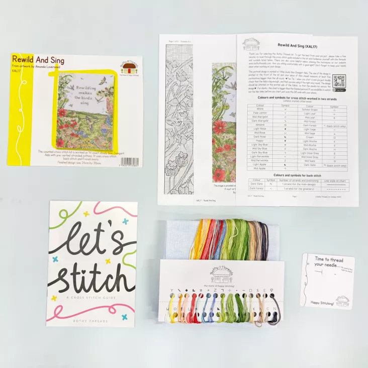 Rewild and Sing Counted Cross Stitch Kit by Bothy Threads XAL17