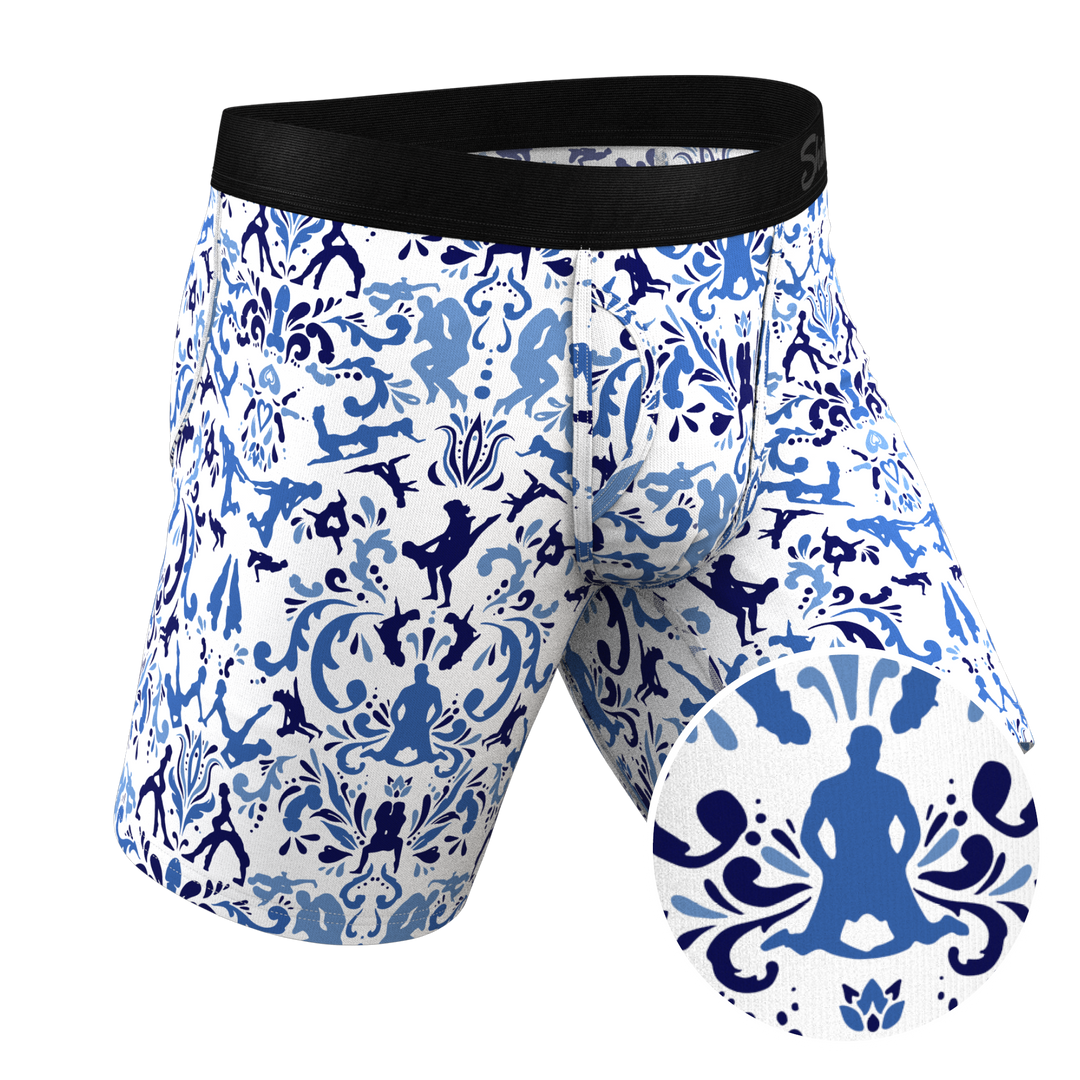 The Risqué Rorschach  | Blue Willow Long Leg Ball Hammock® Pouch Underwear With Fly