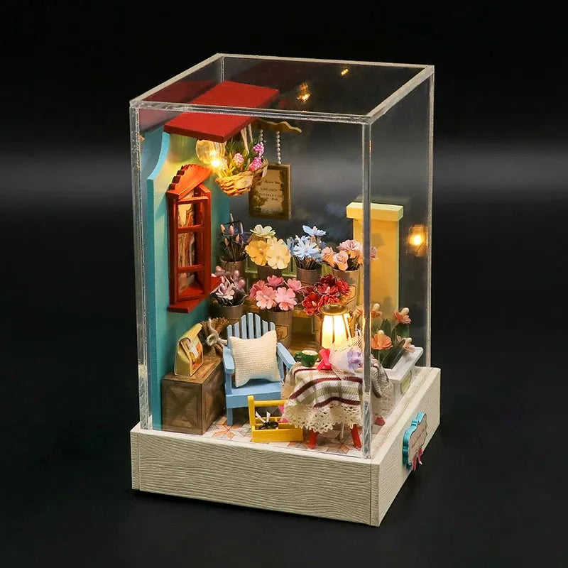 Miniature Wizardi Roombox Kit - Flower Shop Dollhouse Kit F07M5-33-S2202