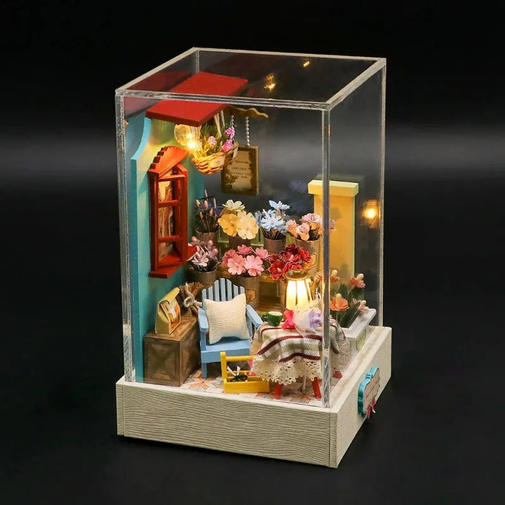 Miniature Wizardi Roombox Kit - Flower Shop Dollhouse Kit F07M5-33-S2202