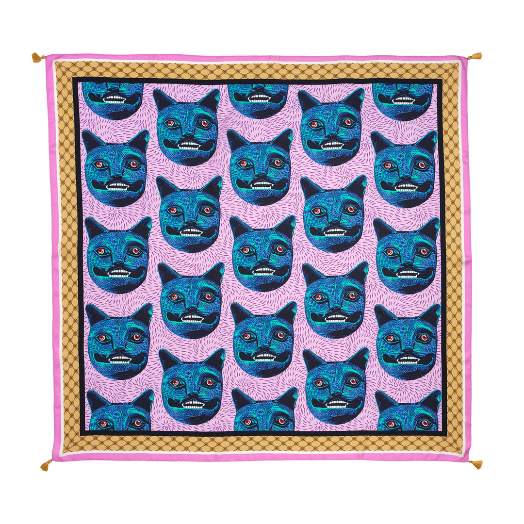 Purrquoise Cat Silk Scarf