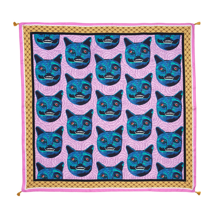 Purrquoise Cat Silk Scarf