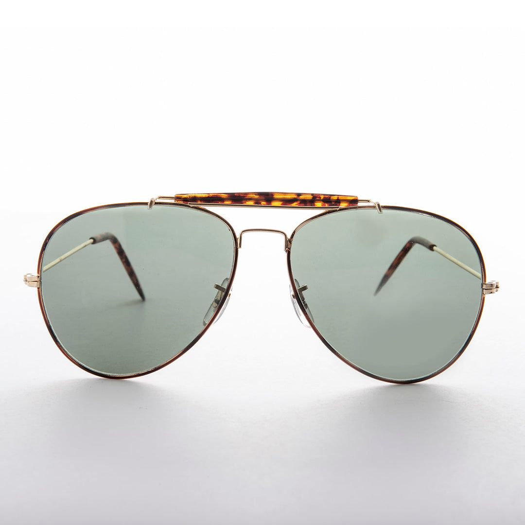 Gold Aviator Sunglass with Brow Bar - Selleck