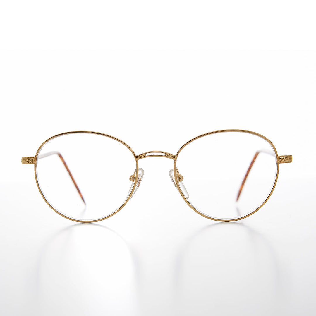 Round Gold Reading Glasses with Tube Temples - Shiloh