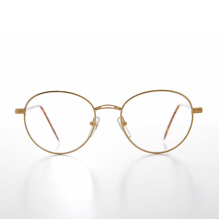 Round Gold Reading Glasses with Tube Temples - Shiloh