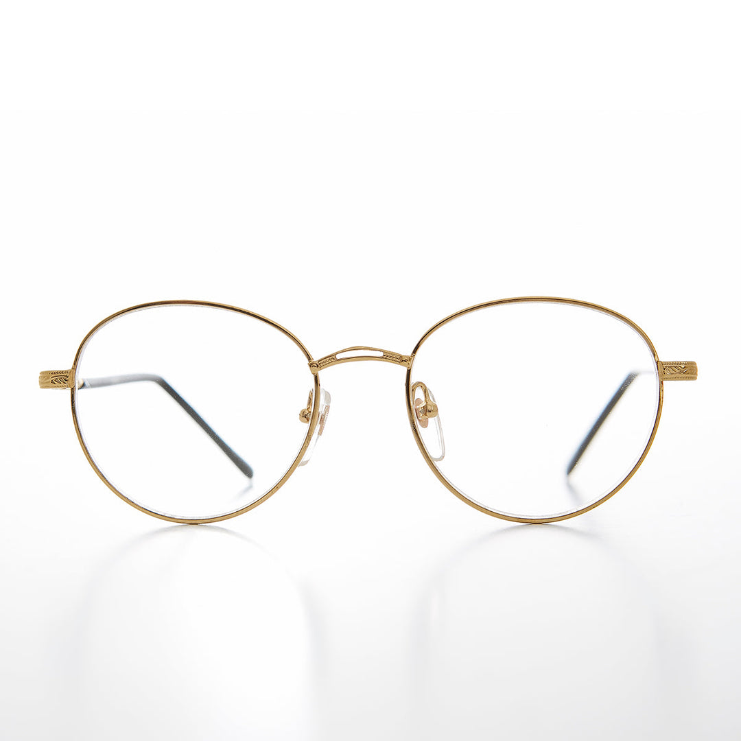 Round Gold Reading Glasses with Tube Temples - Shiloh