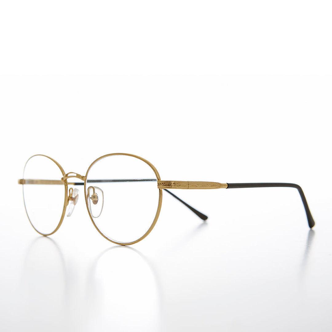Round Gold Reading Glasses with Tube Temples - Shiloh