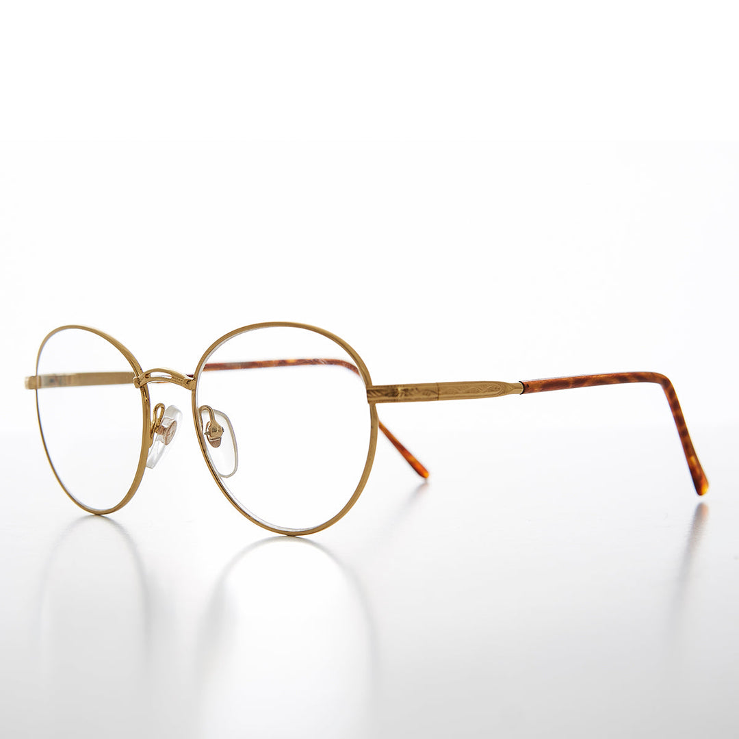 Round Gold Reading Glasses with Tube Temples - Shiloh