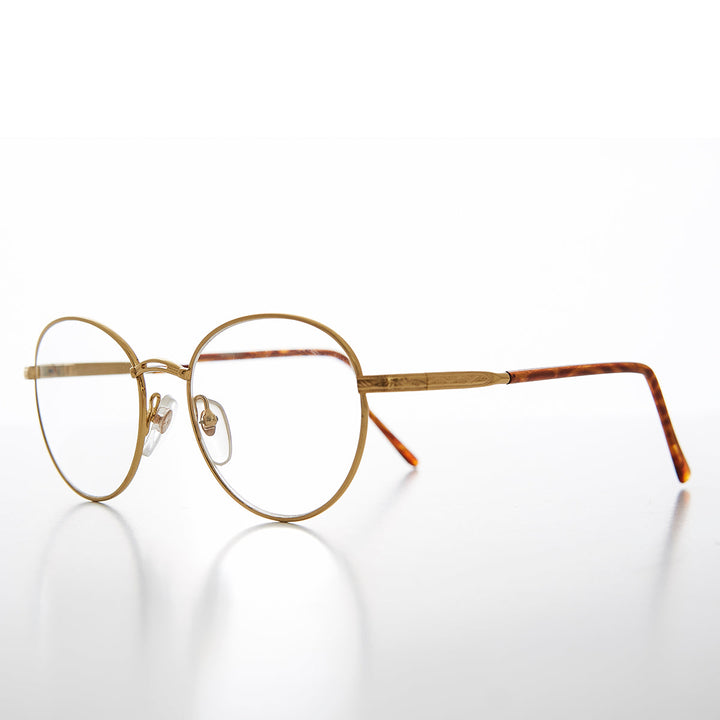 Round Gold Reading Glasses with Tube Temples - Shiloh