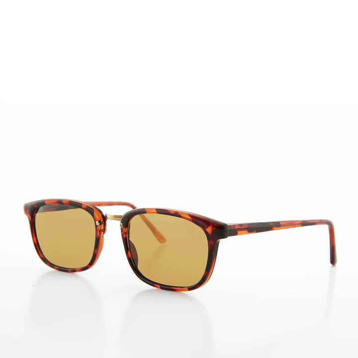 Rectangular Preppy Vintage Horn Rim Sunglass with Glass Lens - Spence
