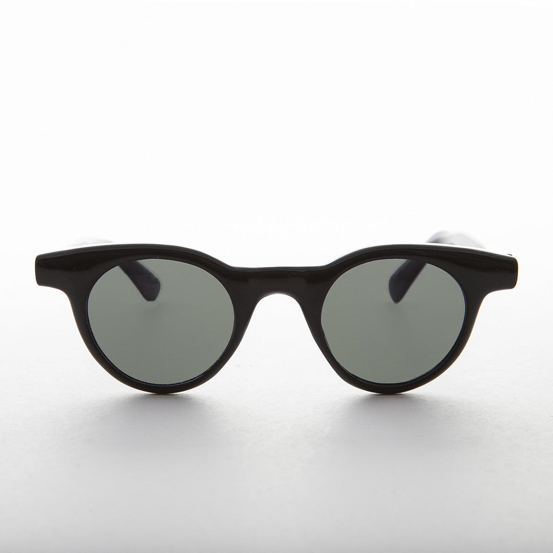 Small Round Horn Rim Preppy Vintage Sunglass - Sydney