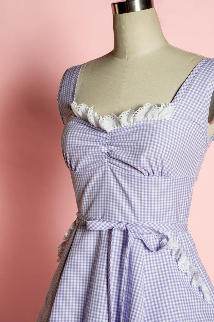 Sadie Dress- Lavender Gingham w/ Eyelet Trim