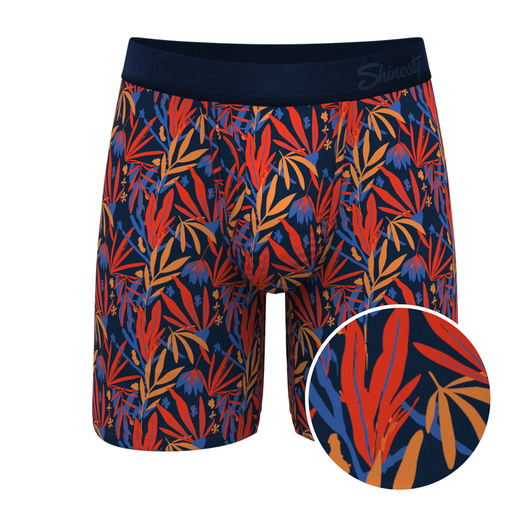 The San Diego Sunrise | Tropical Foliage Long Leg Ball Hammock® Pouch Underwear With Fly