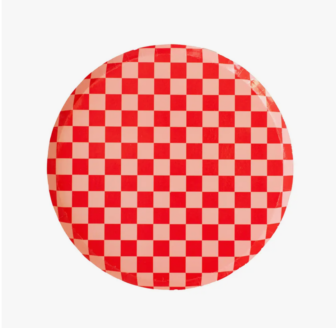 Red Check Large Dinner Plates for Valentine's Day