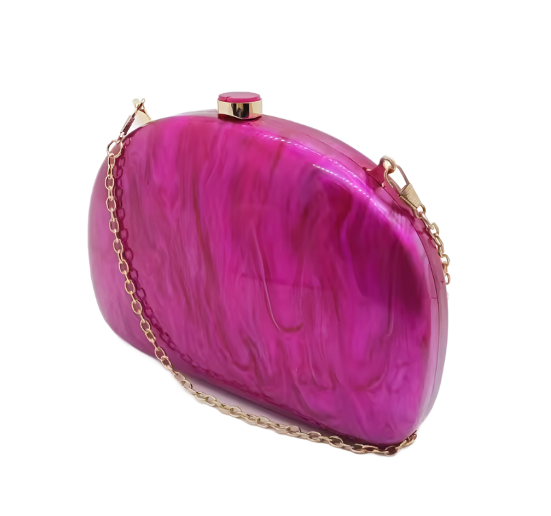 Acrylic Clutch or Crossbody Handbag - Magenta