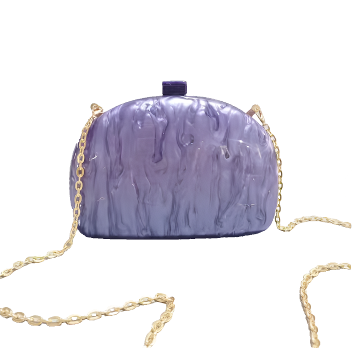 Acrylic Clutch or Crossbody Handbag - Champagne