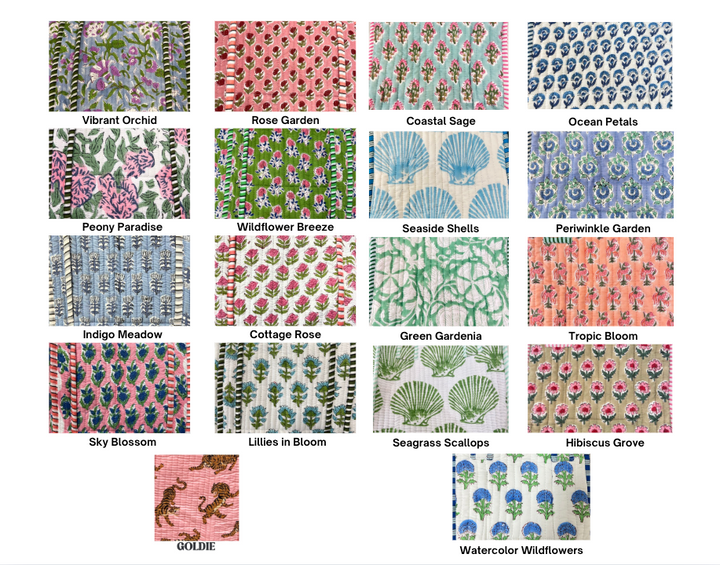 Quilted Block-Print Makeup Bag