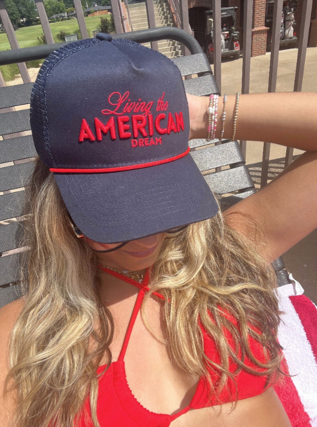 Living the American Dream - Red and Navy Vintage Trucker Hat