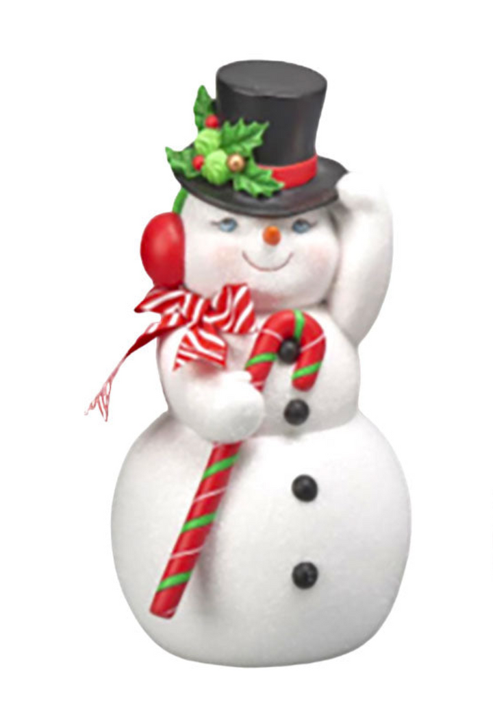 12" Jolly Snowman w/ Candy Cane by December Diamonds