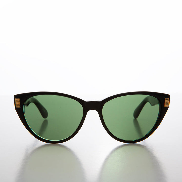 80s Cat Eye Sunglass with Gold Accents - Juno