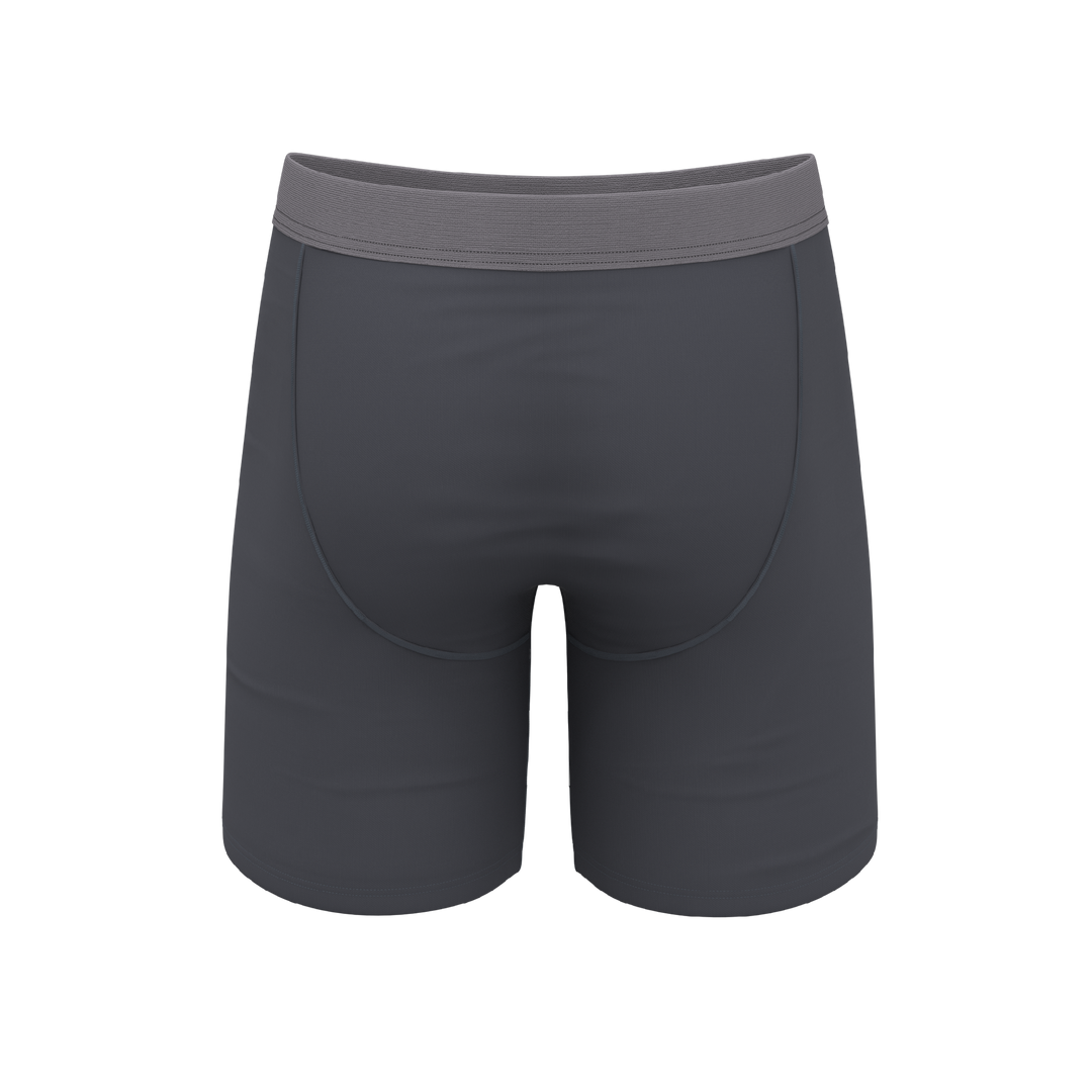 The Slate Expectations | Grey Tonal Long Leg Ball Hammock® Pouch Underwear With Fly