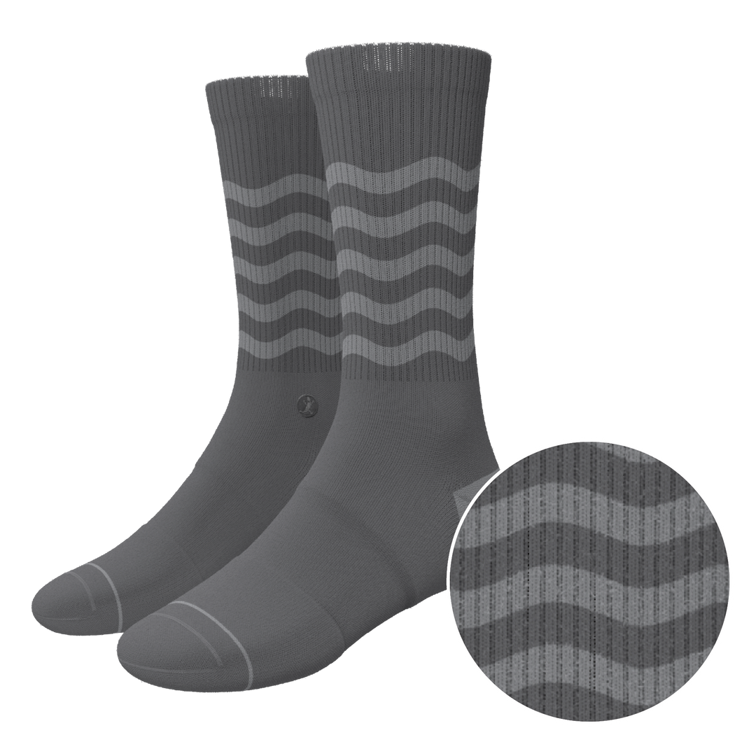 The Sleek | Gray Waves Heel Hammock™ Crew Socks