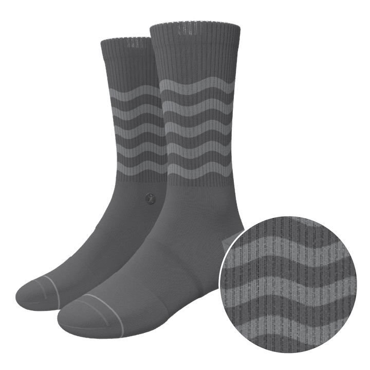 The Sleek | Gray Waves Heel Hammock™ Crew Socks
