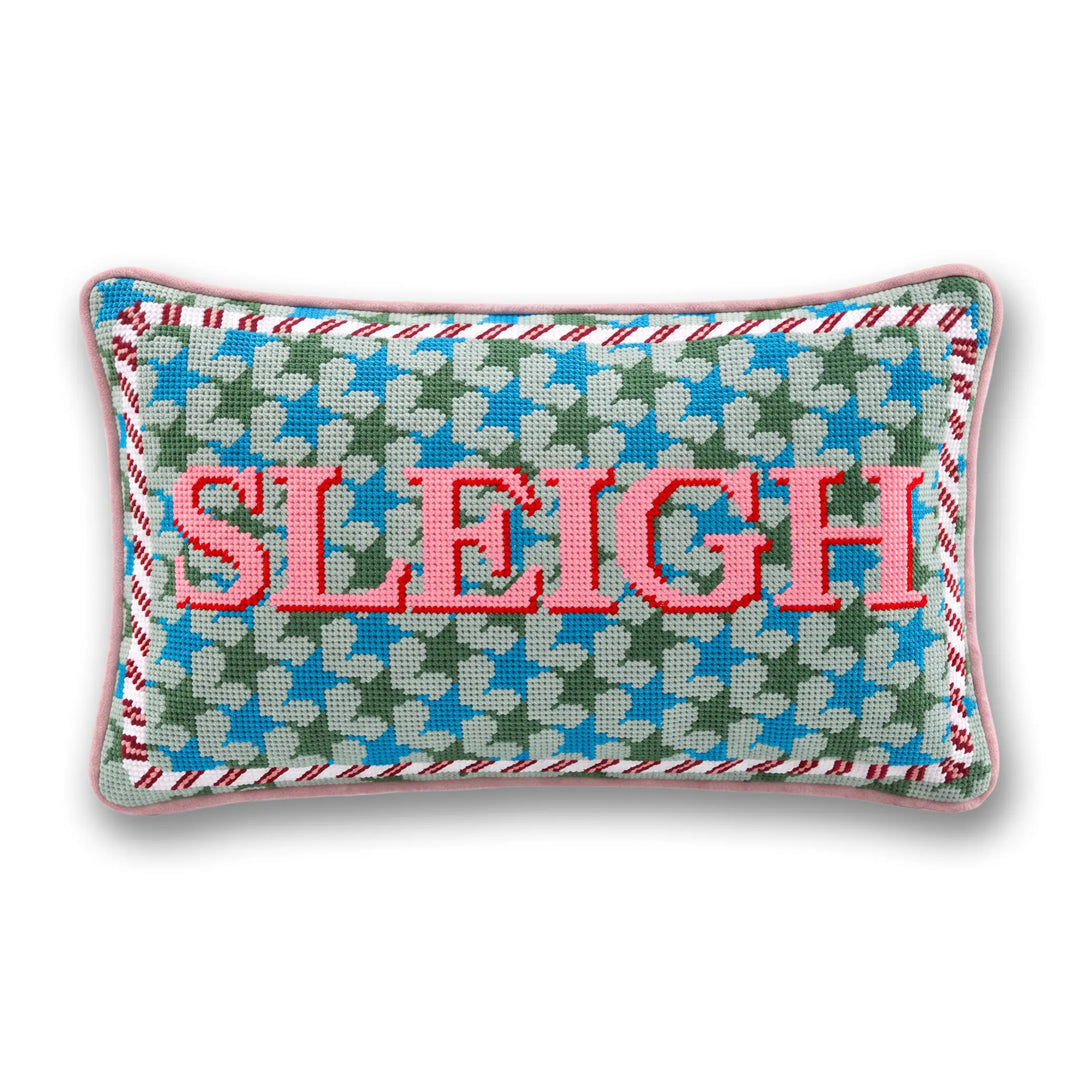 Sleigh Needlepoint Pillow