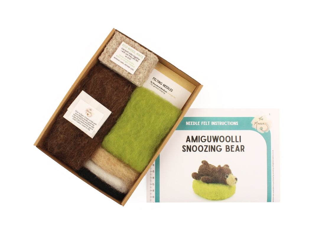 Felting Kit - Tiny Snoozing Bear Needle Felt Kit
