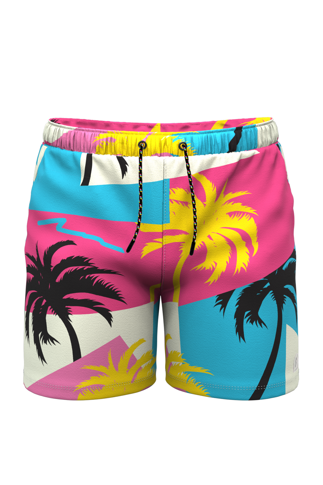 The SoCal Summer | Black and Pink Tropical Ball Hammock® Pouch 8" Swim Trunks