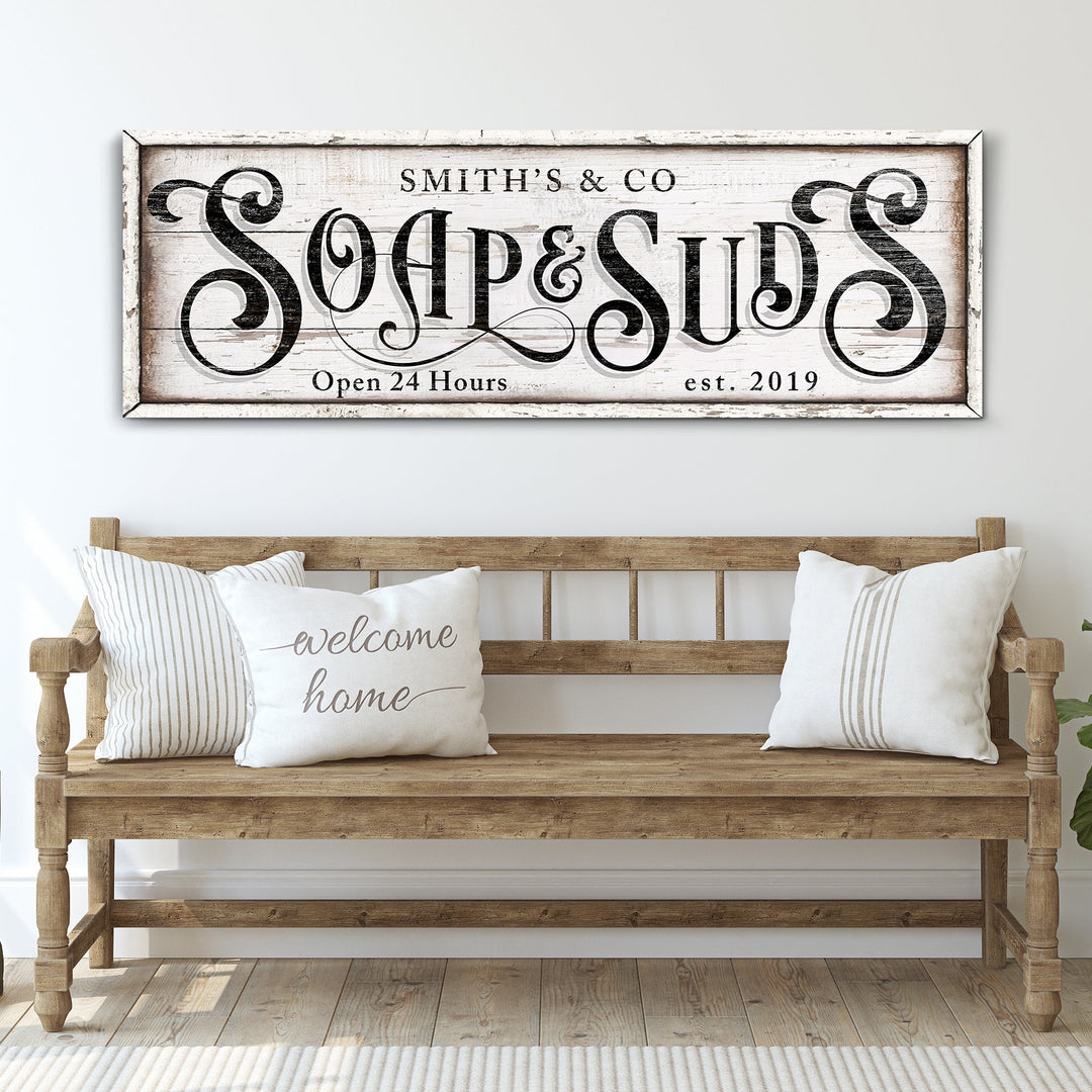 Personalized Soap And Suds Laundry Sign