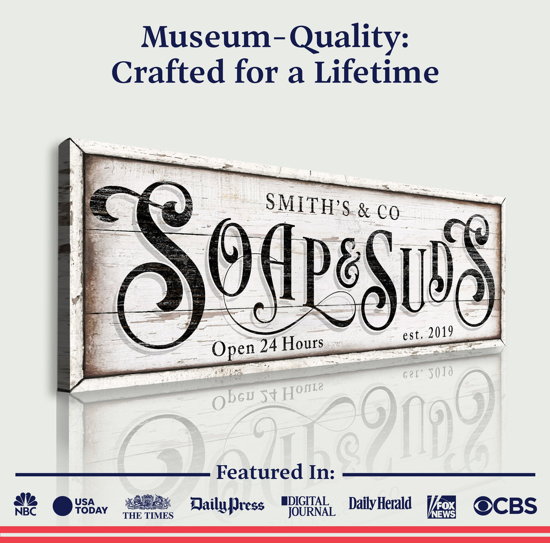 Personalized Soap And Suds Laundry Sign