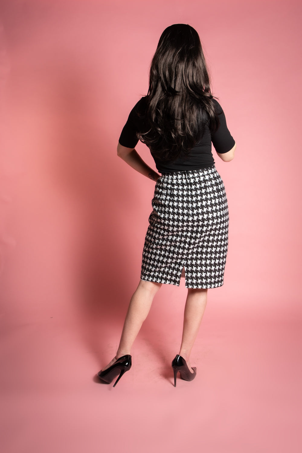 Basic Pencil Skirt- Houndstooth